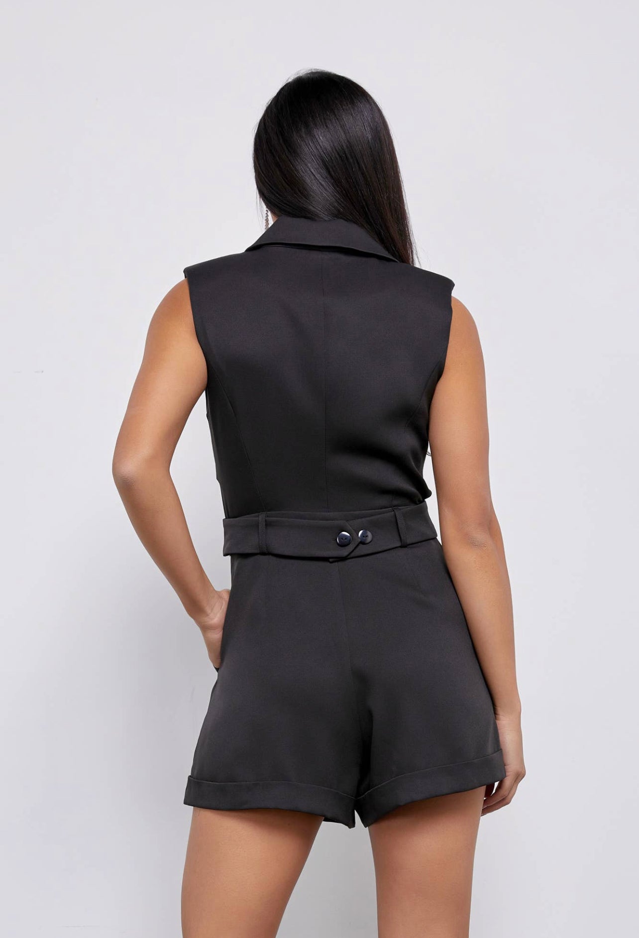 black wrap blazer romper