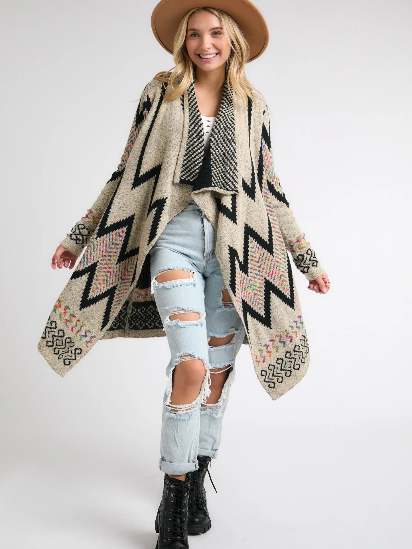 Multi Color Aztec Sweater Cardigan