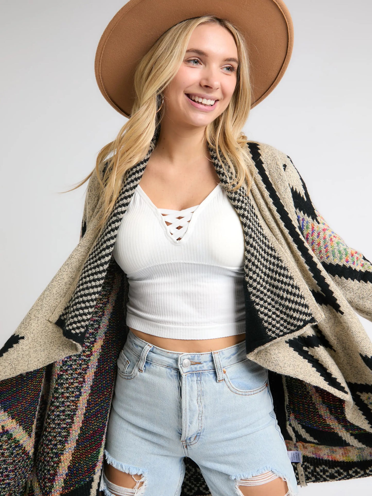 Multi Color Aztec Sweater Cardigan