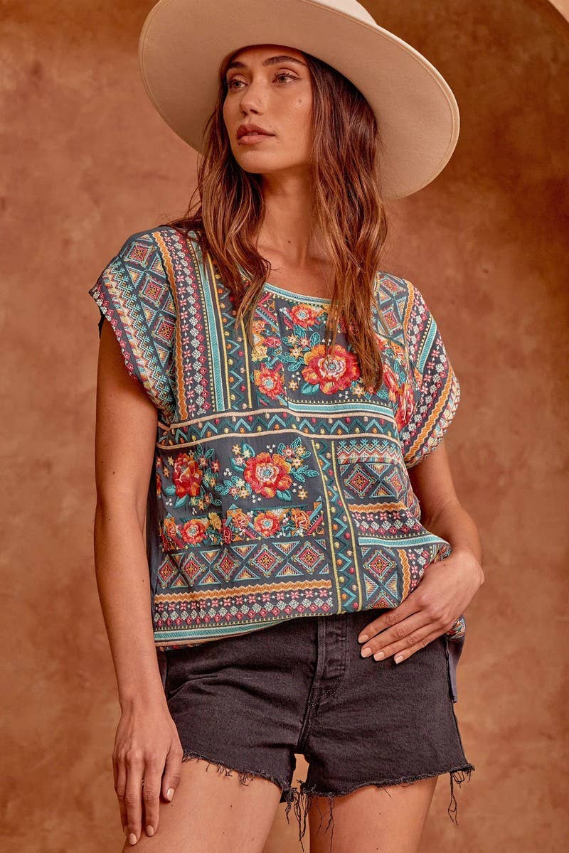 Oversized Embroidered Top