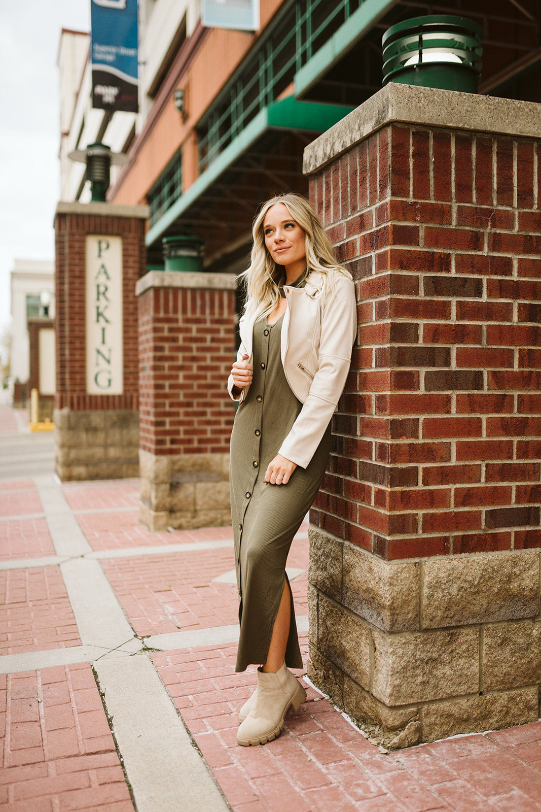 Olive Ribbed Midi Dress