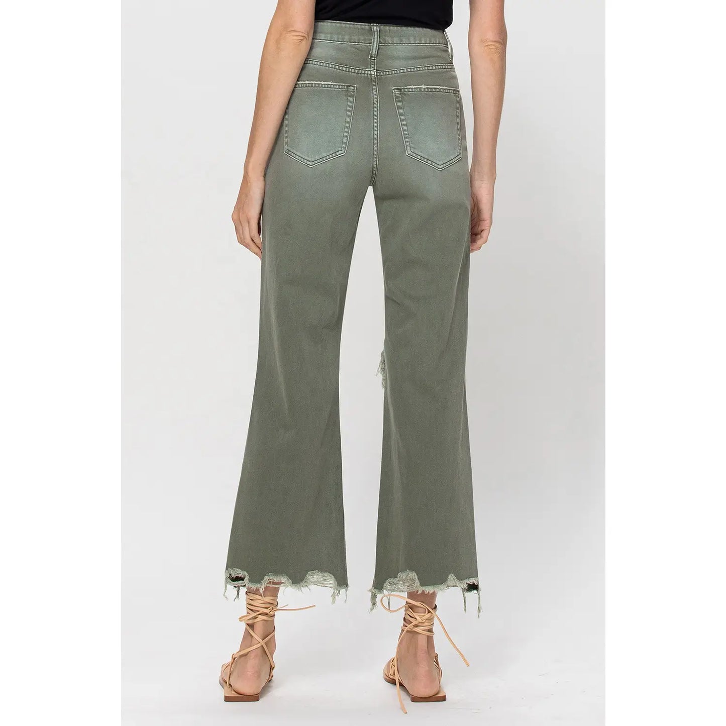 Army Green Vintage Crop Flares