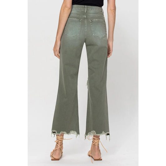 Army Green Vintage Crop Flares