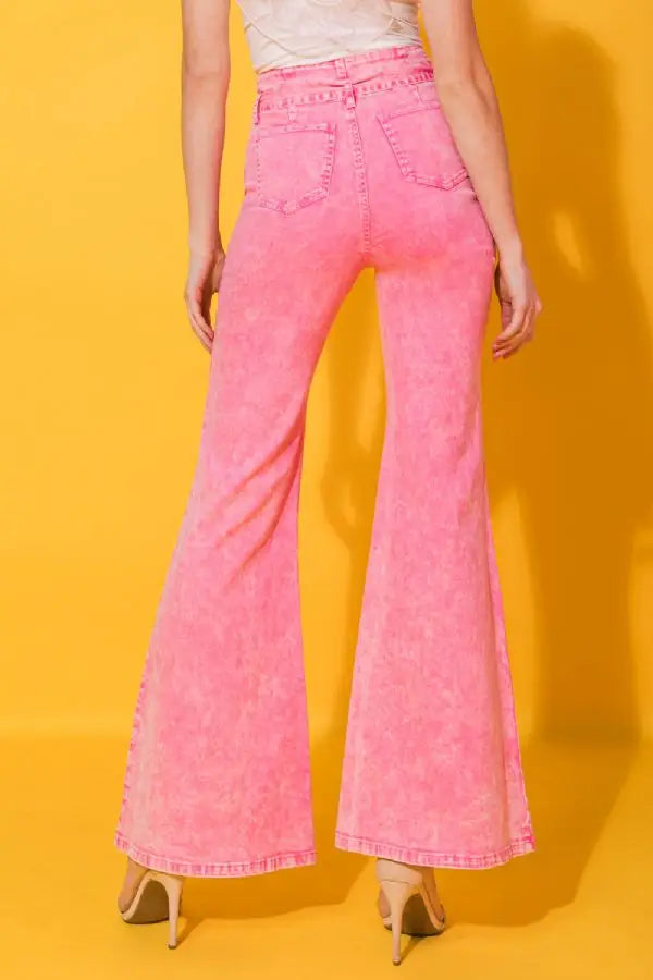 Acid Washed Pink Flares