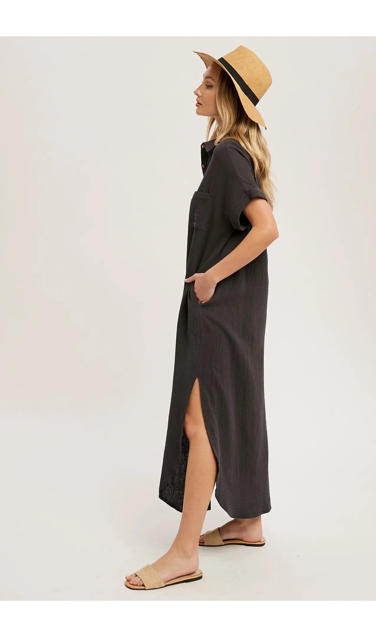 Ash Button Up Maxi Shirt Dress