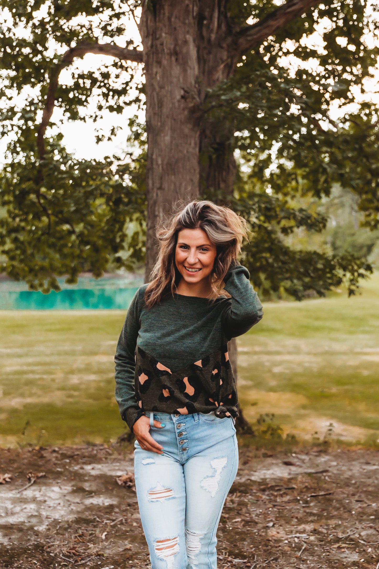 Olive Leopard Top