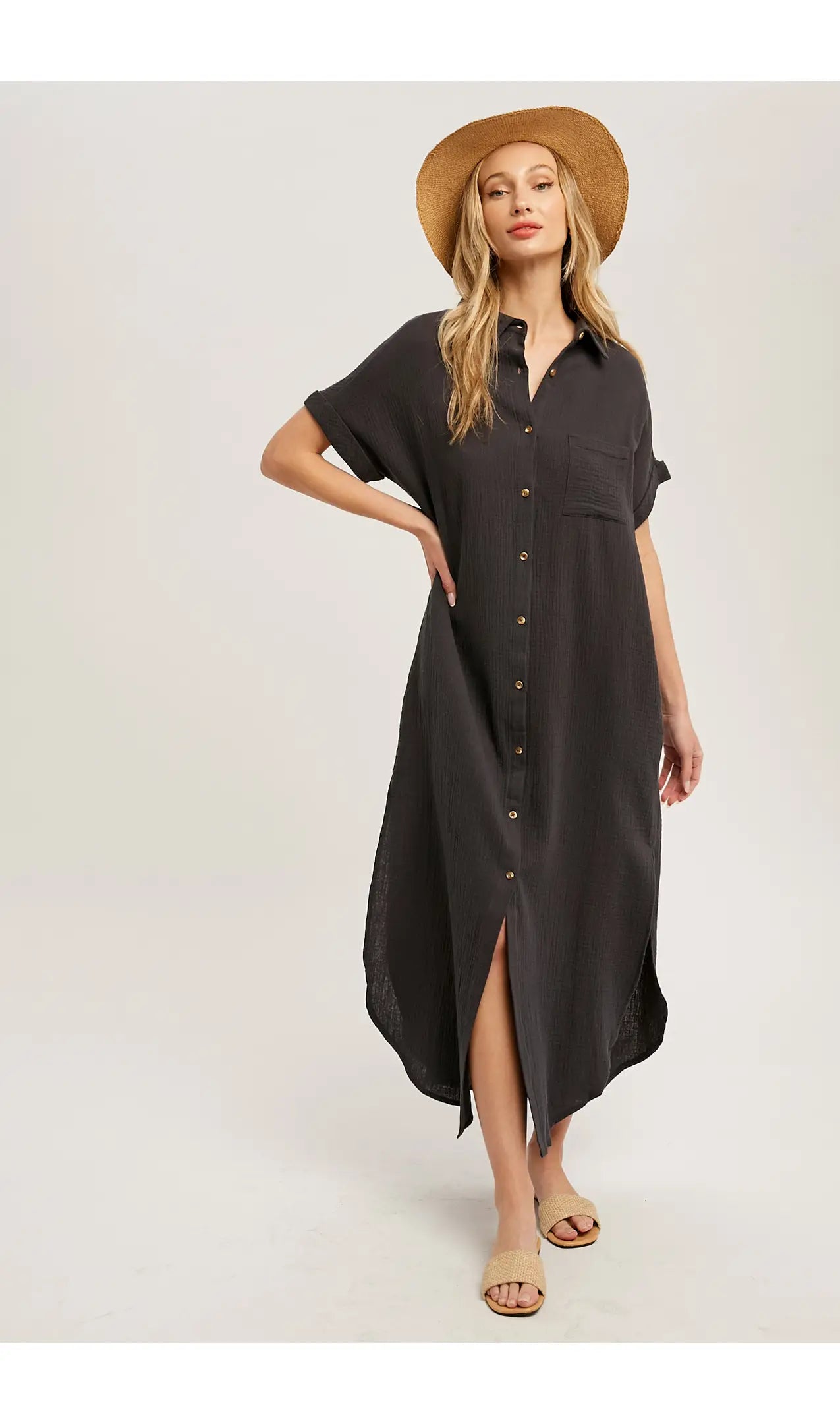 Ash Button Up Maxi Shirt Dress