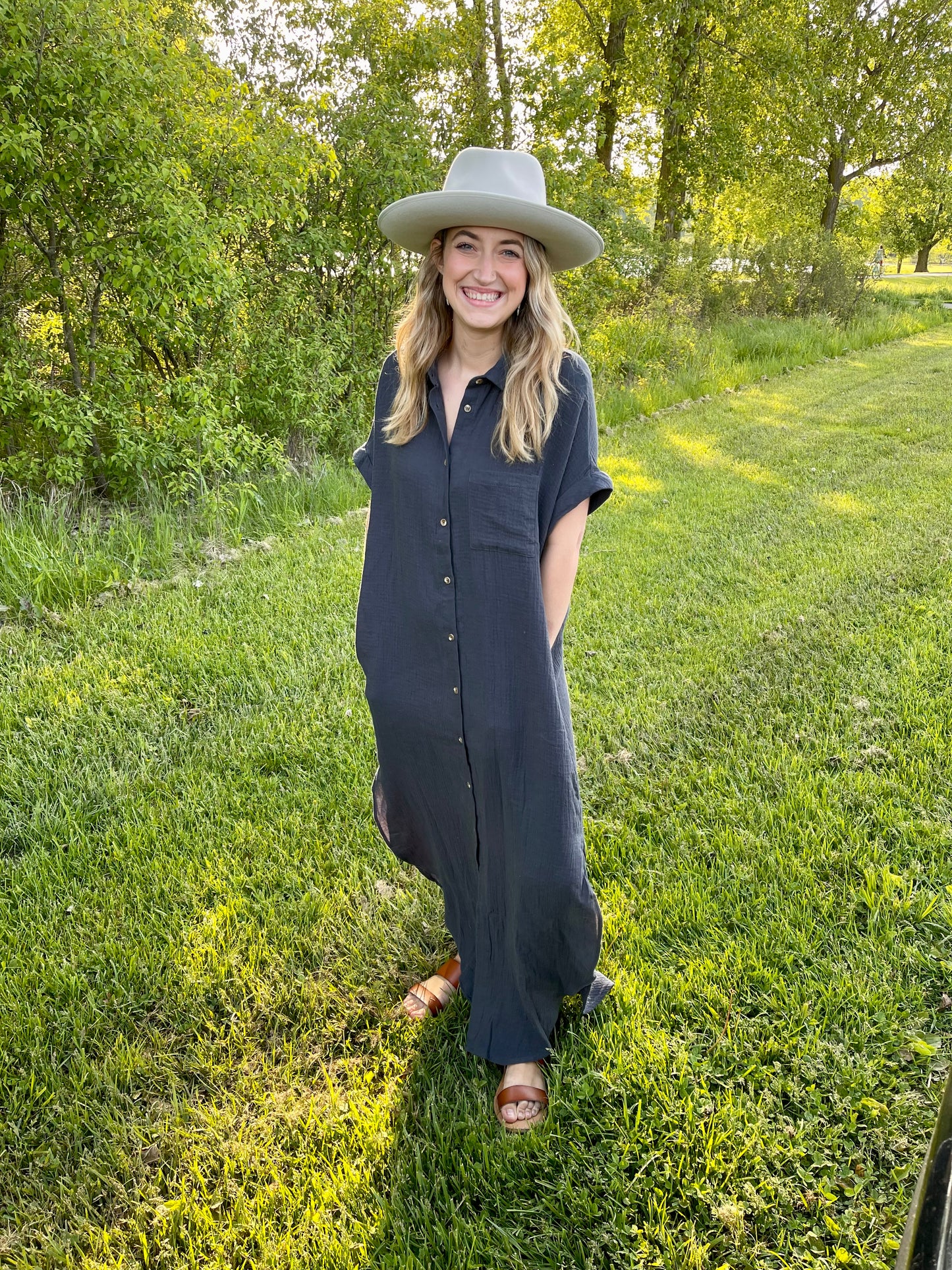 Ash Button Up Maxi Shirt Dress