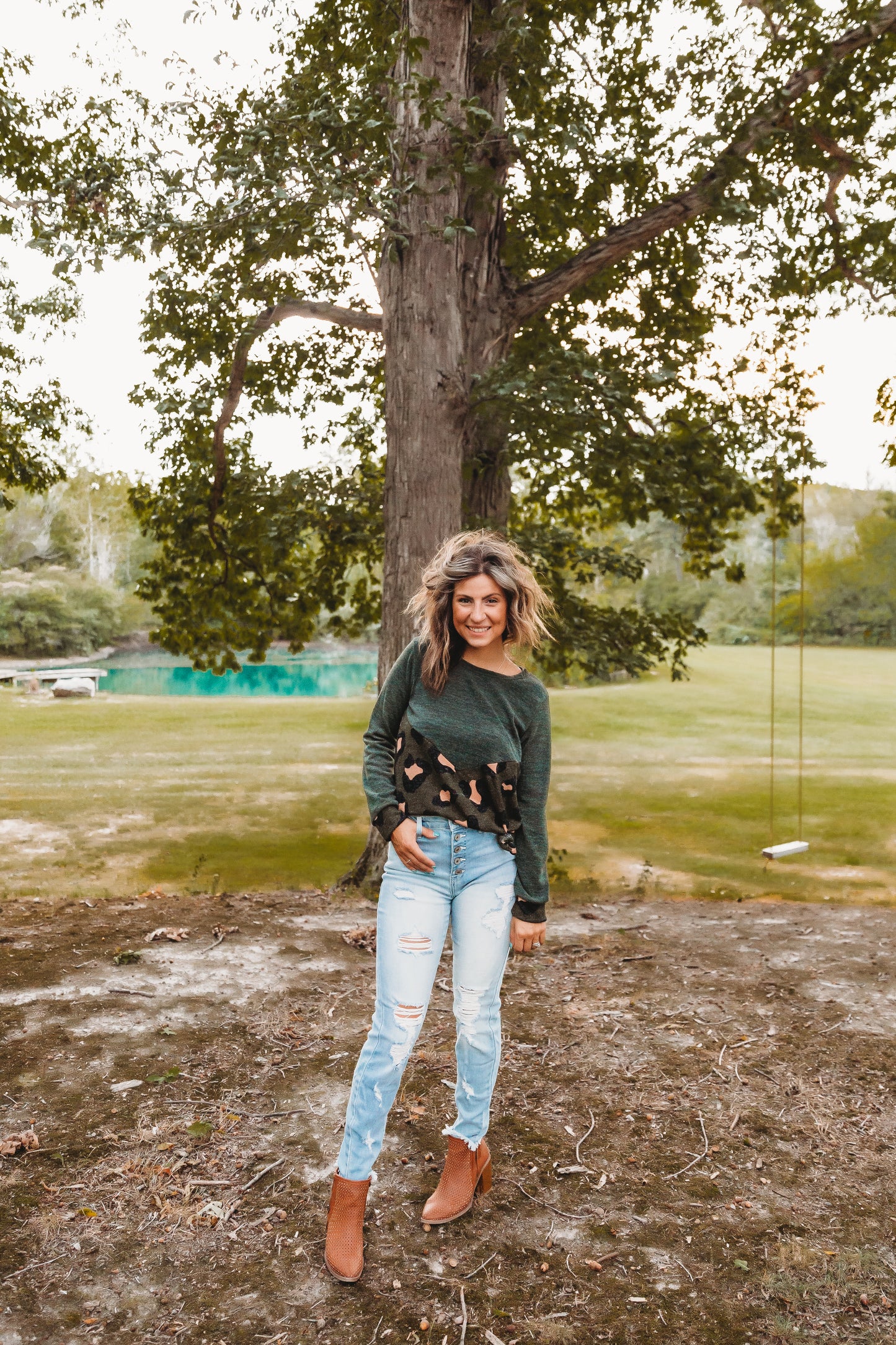 Olive Leopard Top