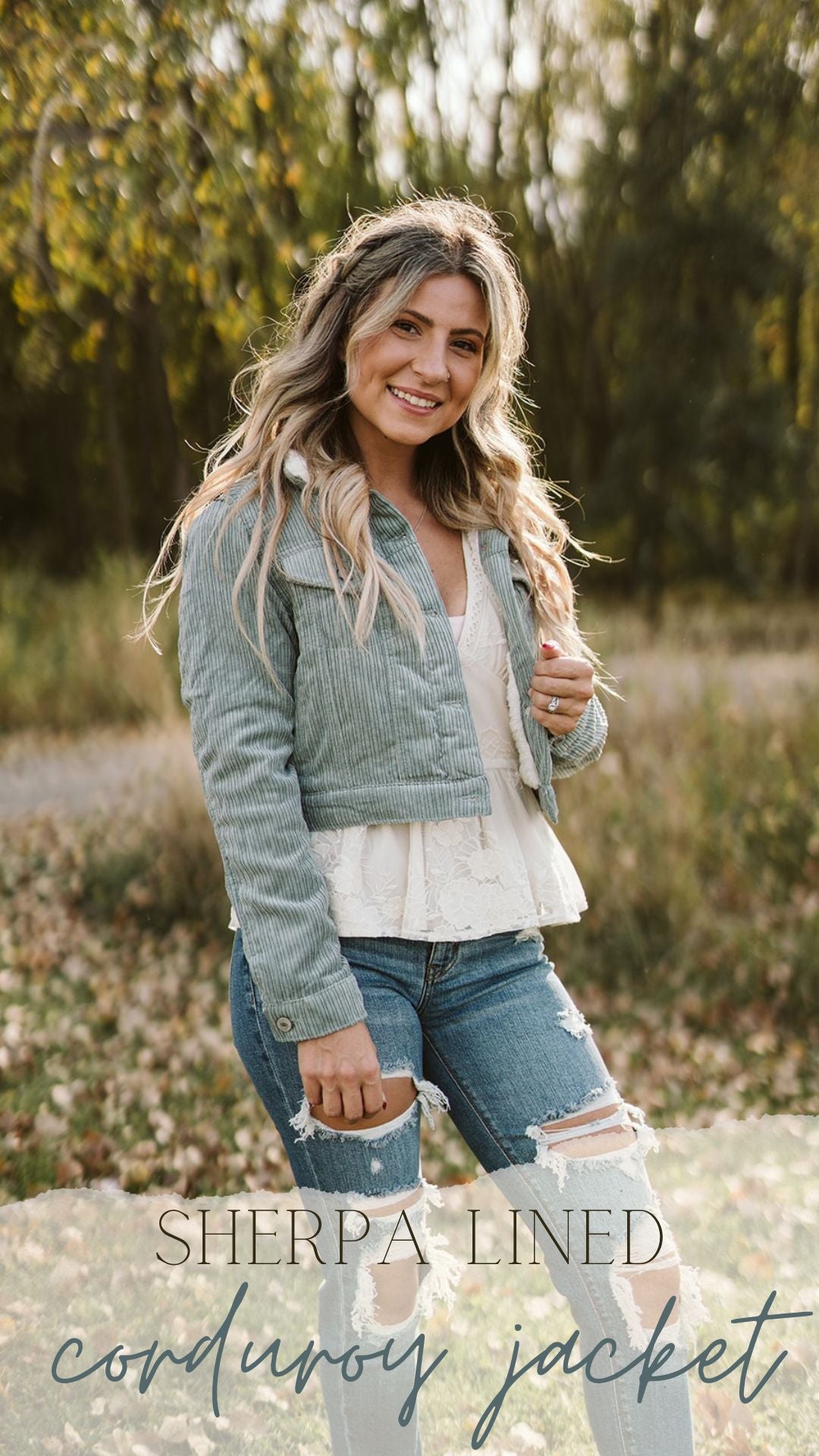 Corduroy Sherpa Lined Crop Jacket