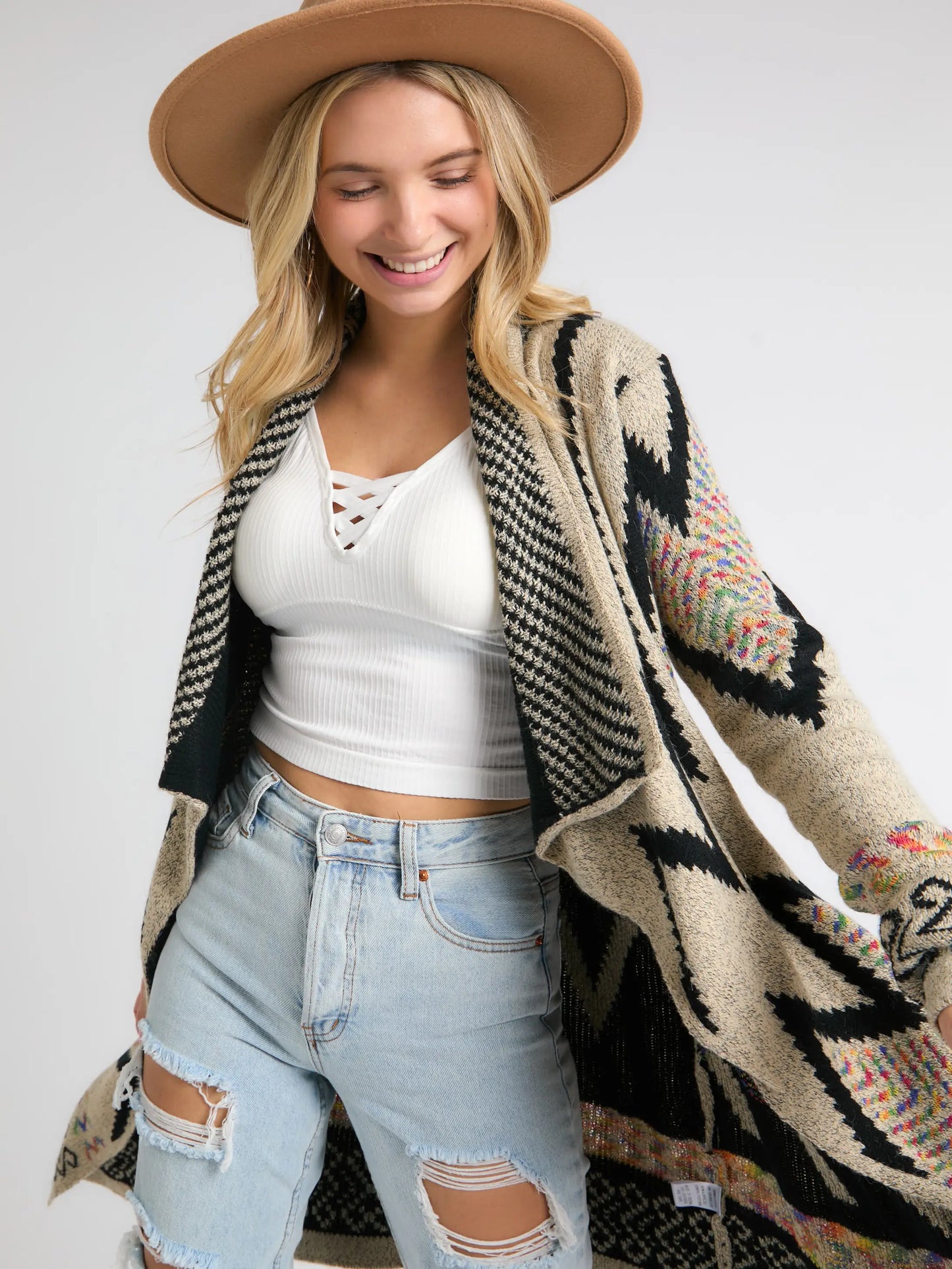 Multi Color Aztec Sweater Cardigan