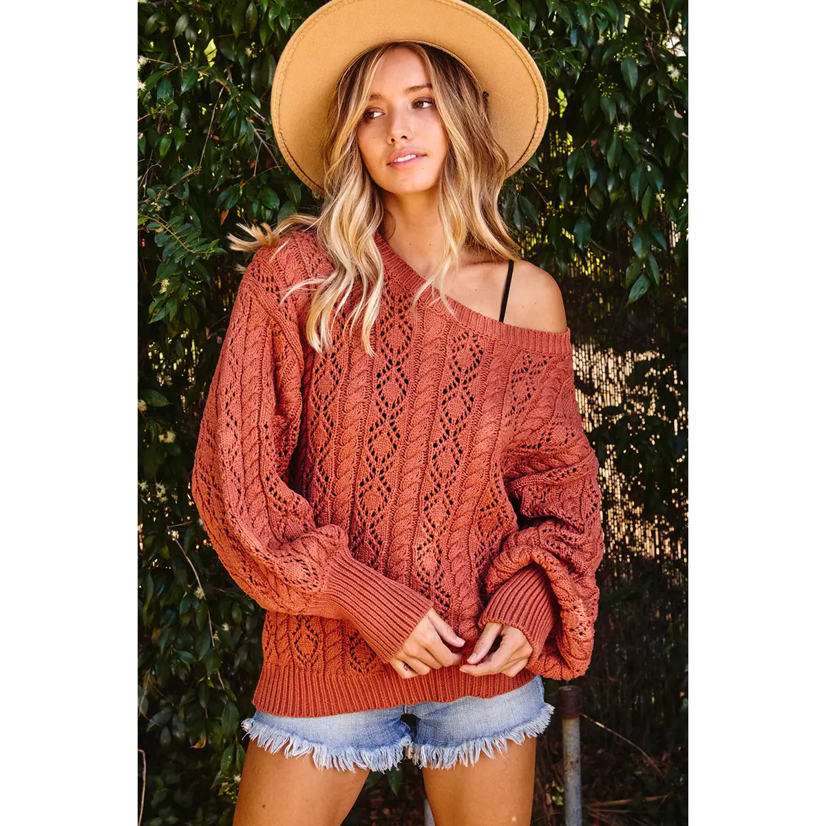Long Sleeve Solid Cable Sweater