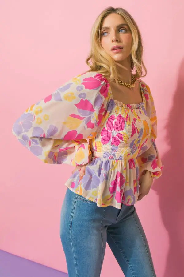 Printed Peplum Top