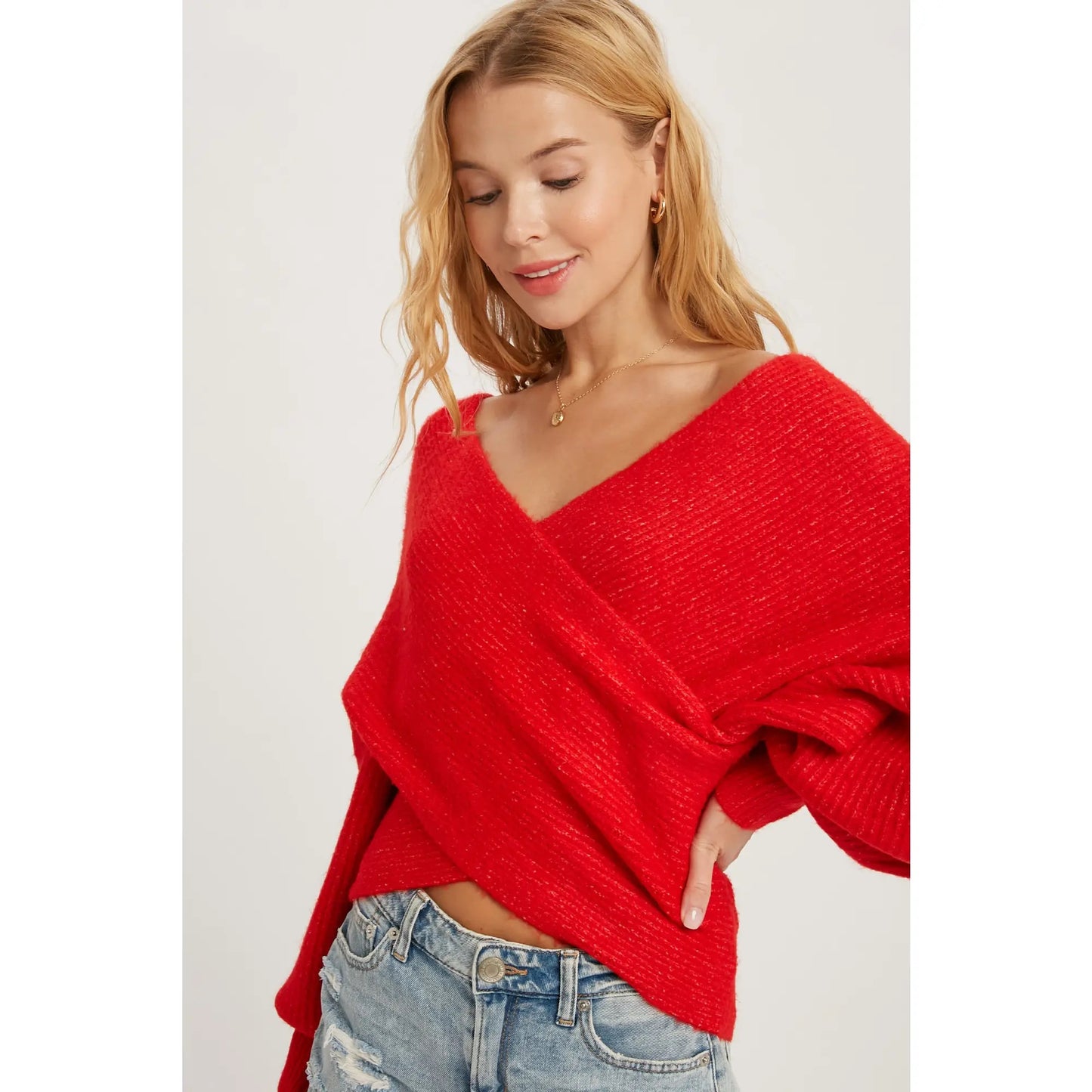 Ruby Crossover Ribbed Sweater