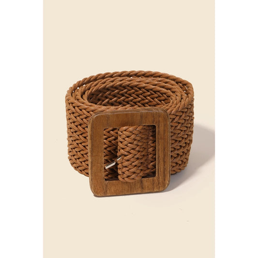 Wooden Square Belt in Brown