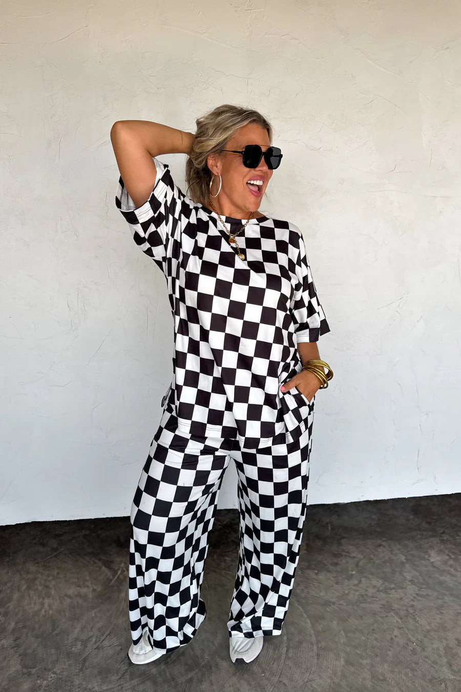Check Side Slit Top Black [[PRE-ORDER]]