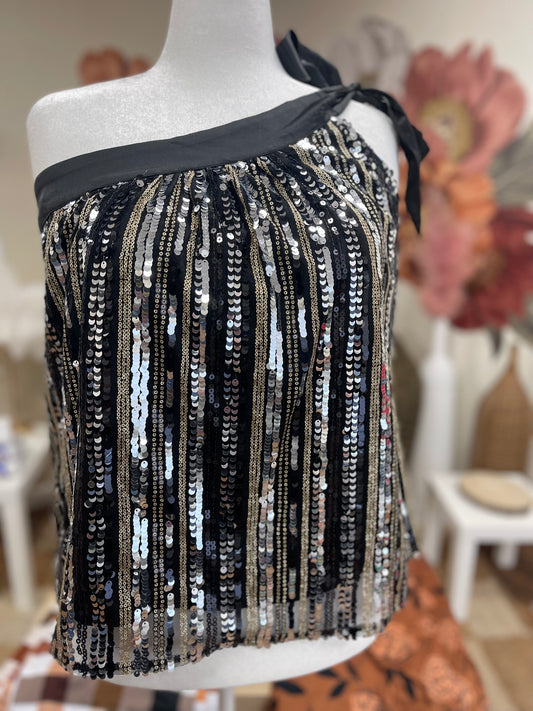 Sequin One Shoulder Top