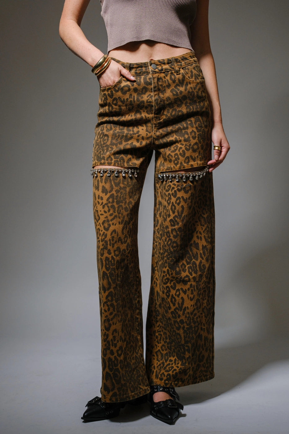 Leopard Rhinestone Jeans