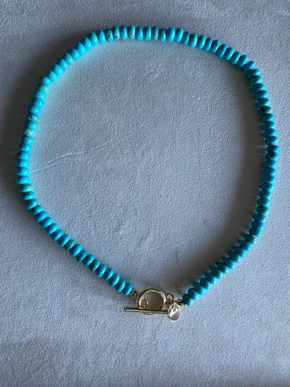 Natural Stone Necklace with Toggle Clasp in Turquoise