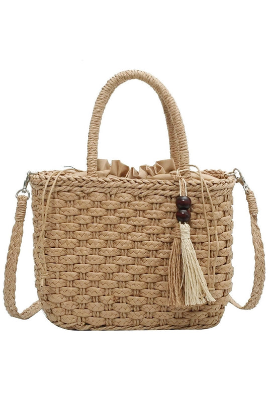 Braided Basket Weave Rattan Bag