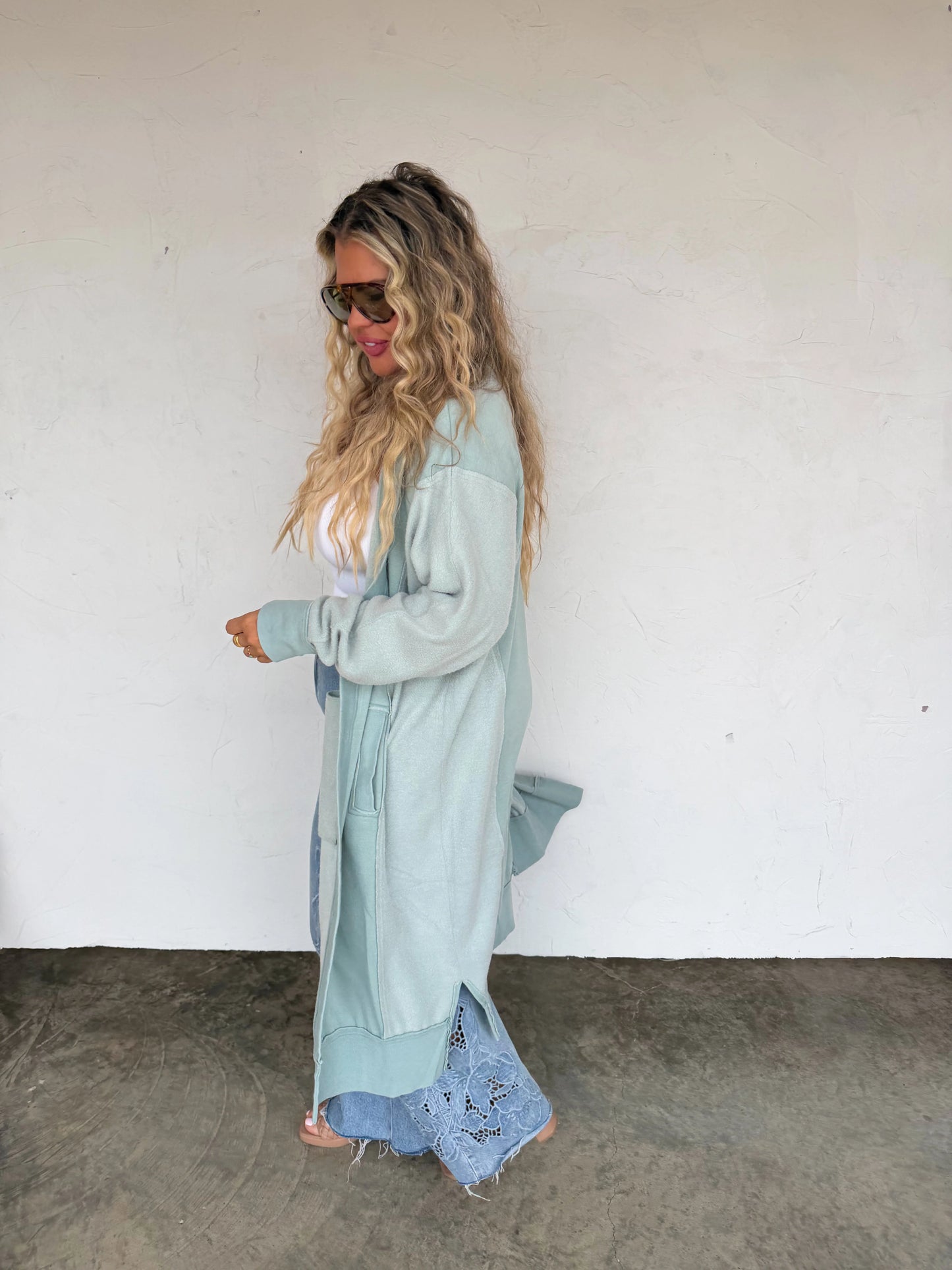 Sweatshirt Cardigan Sage
