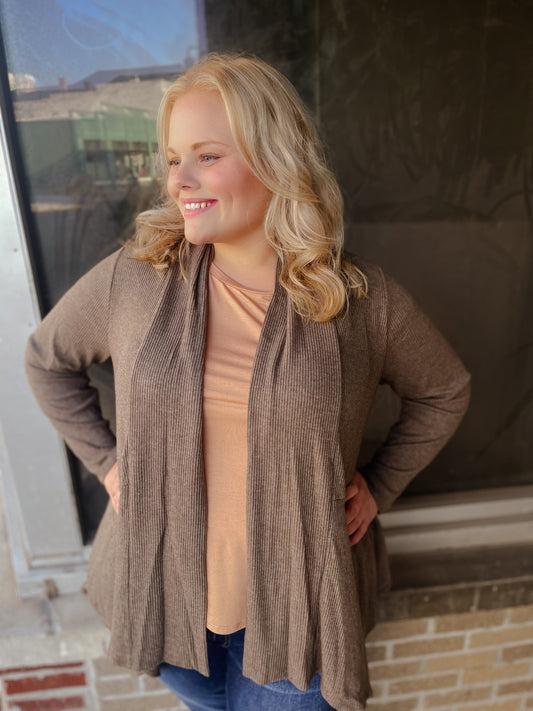 Handkercheif Hem Cardigan in Mocha