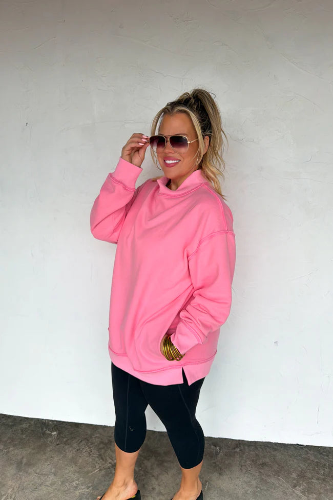 Pink Spring Mock Neck Pullover [[PRE-ORDER]]