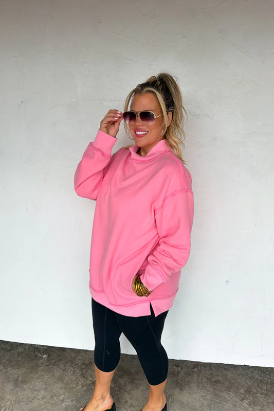 Pink Spring Mock Neck Pullover [[PRE-ORDER]]