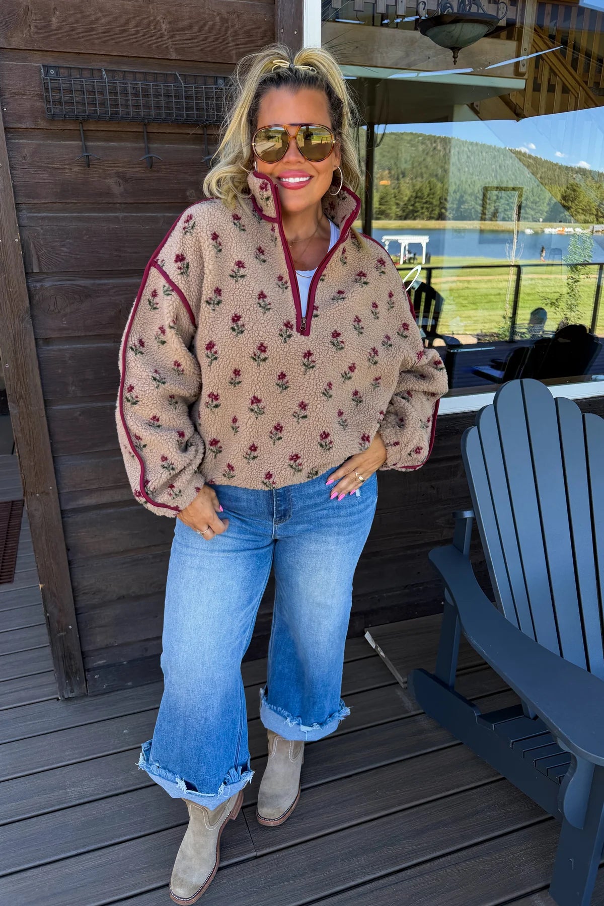 AFTER SUNSET QUARTER ZIP PULLOVER [FLORAL]