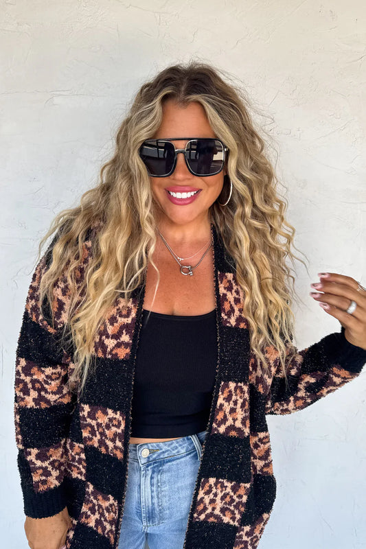 Checker Cheetah Cloud Cardigan [[PRE-ORDER ETA 12/5]]