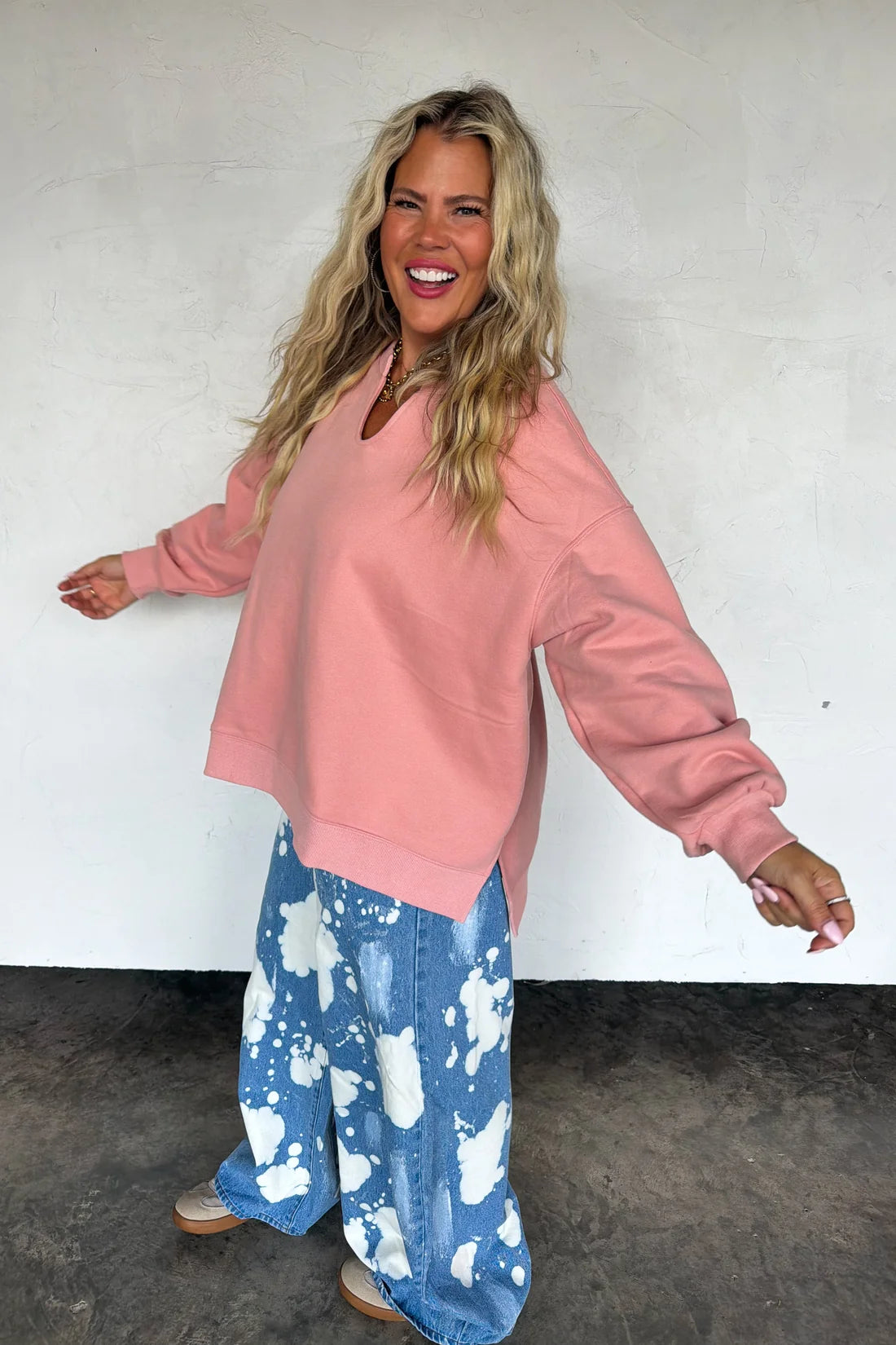 Lived In Oversized Pullover in Pink