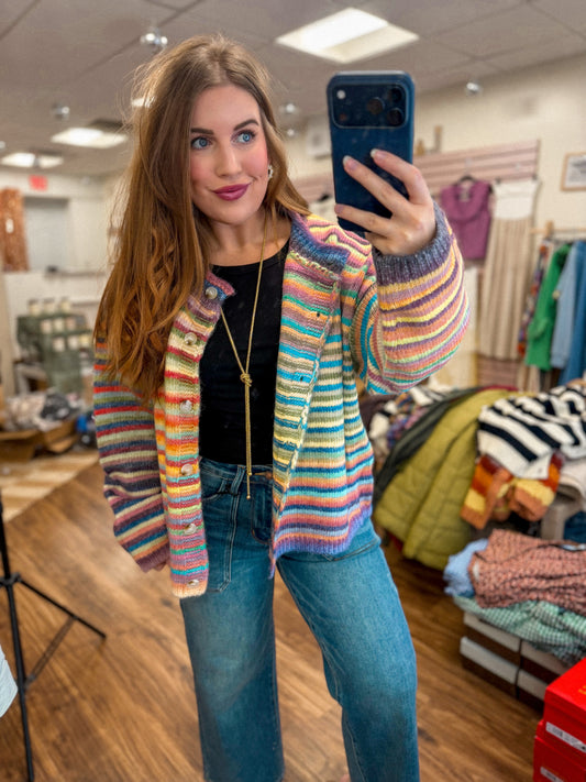 Rainbow Button Up Cardigan