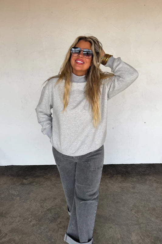 Grey Spring Mock Neck Pullover [[PRE-ORDER]]