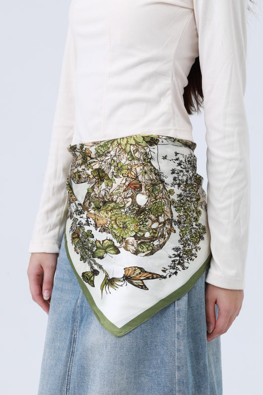 Floral Butterfly Silk Bandana