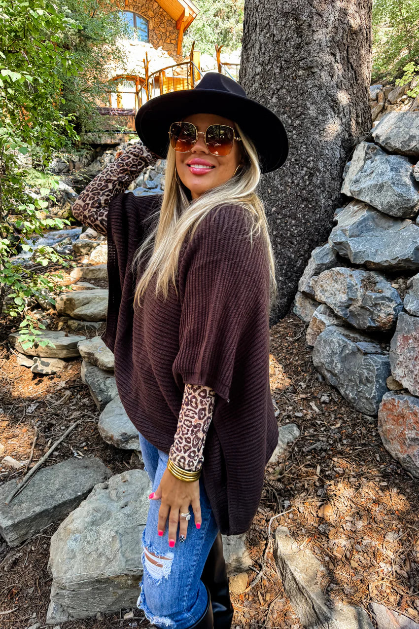 Brown Pullover Poncho