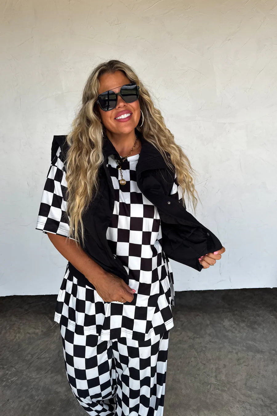 Check Side Slit Top Black [[PRE-ORDER]]