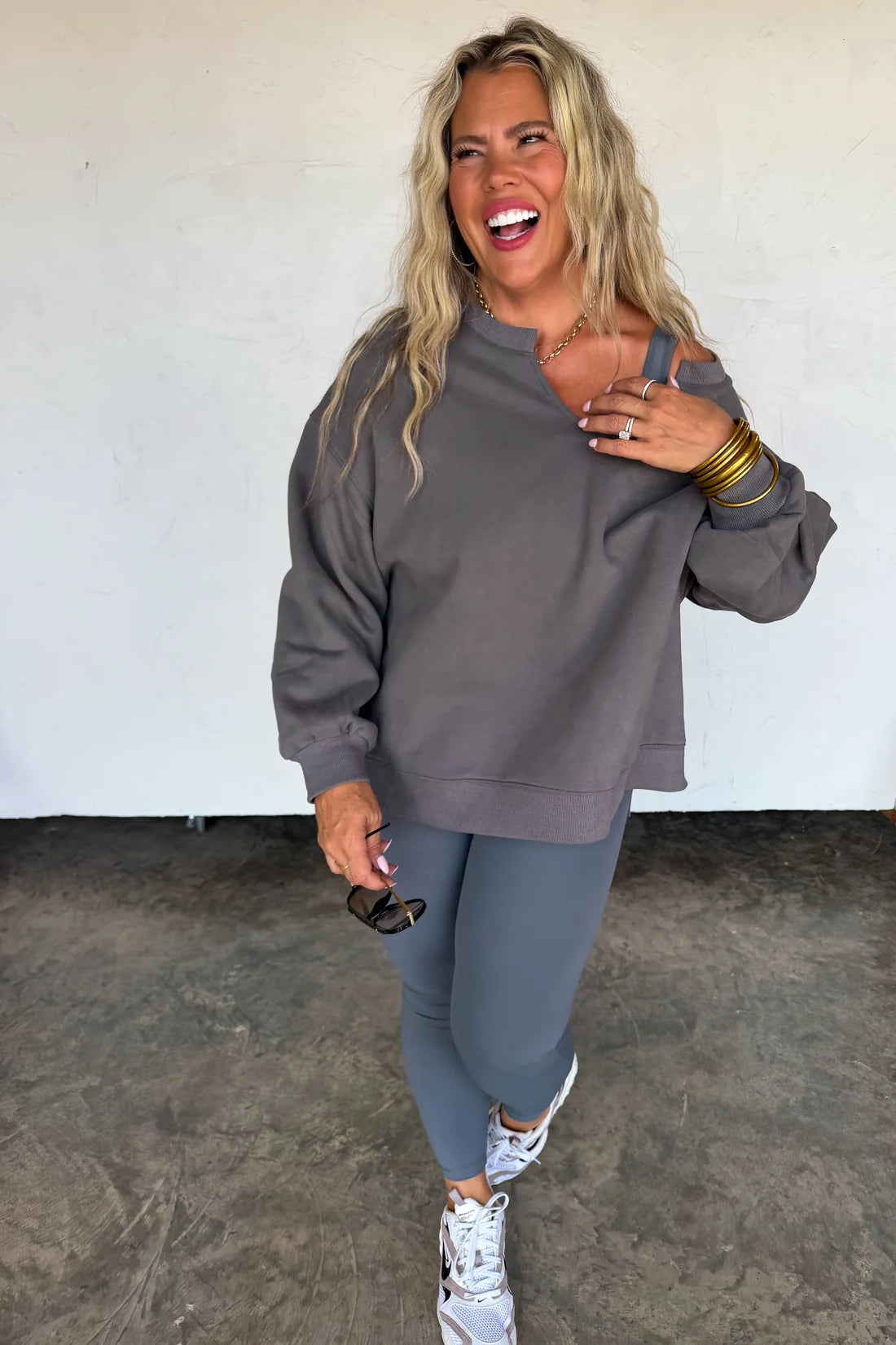 Lived In Oversized Pullover in Slate