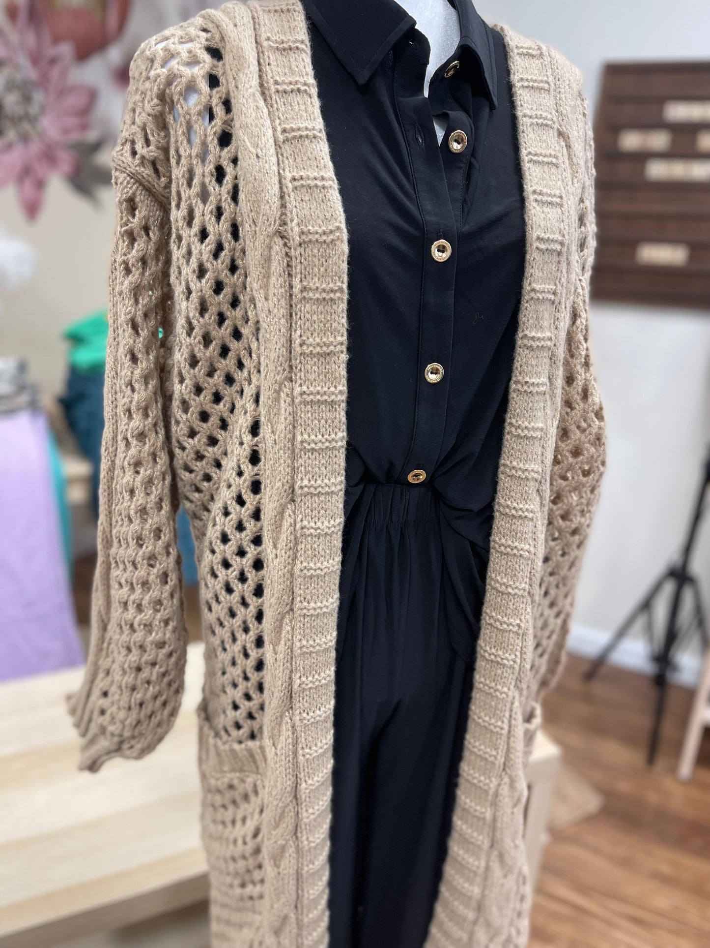 Mocha Chunky Knit Cardigan