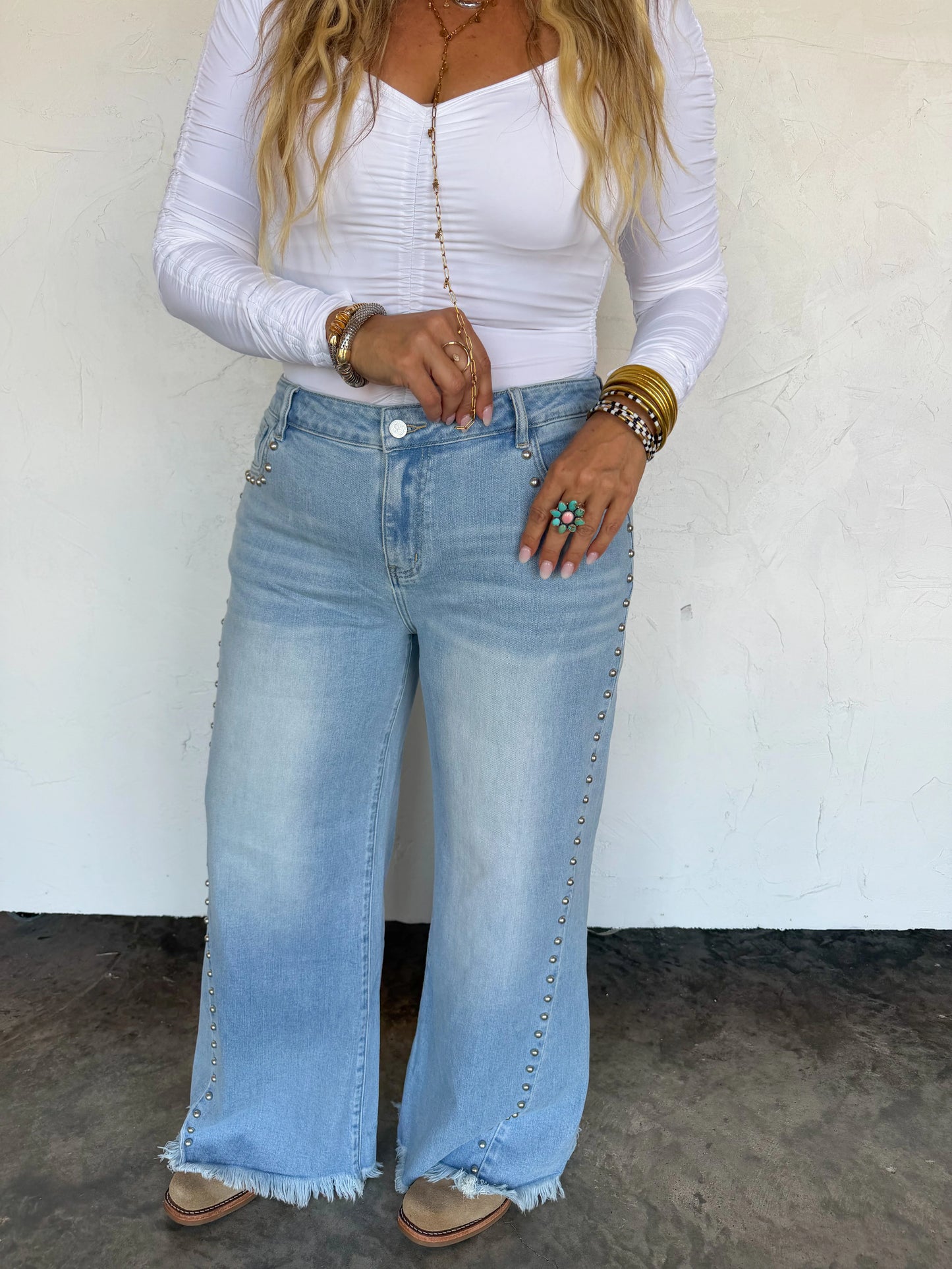 off the grid studded jeans denim non distressed