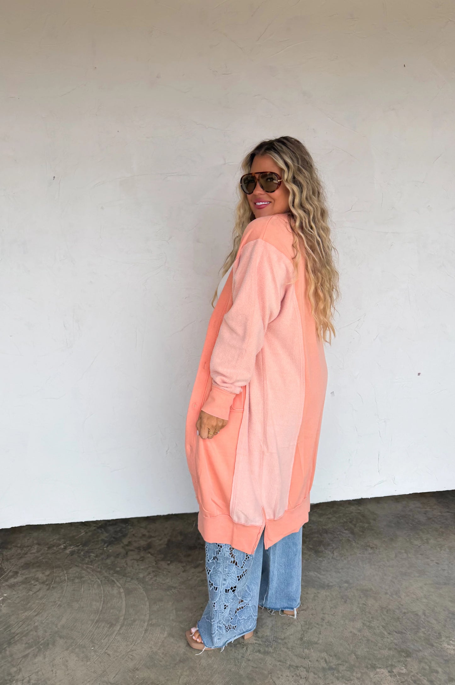 Sweatshirt Cardigan Peach