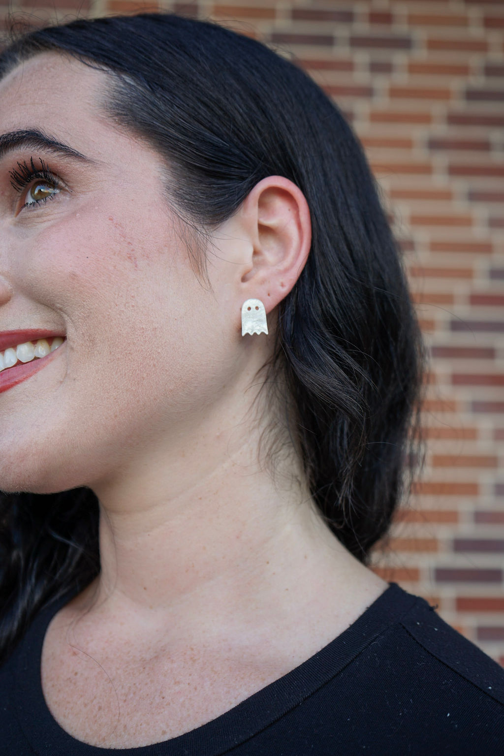 Mini Ghost Studs - White Shimmer