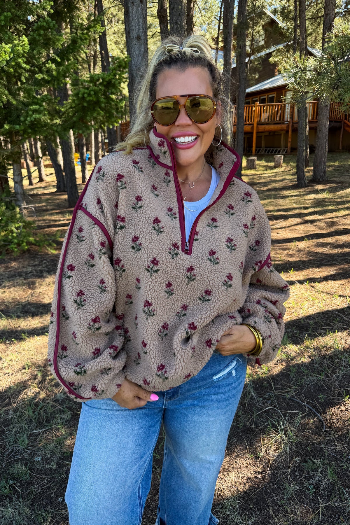 AFTER SUNSET QUARTER ZIP PULLOVER [FLORAL]