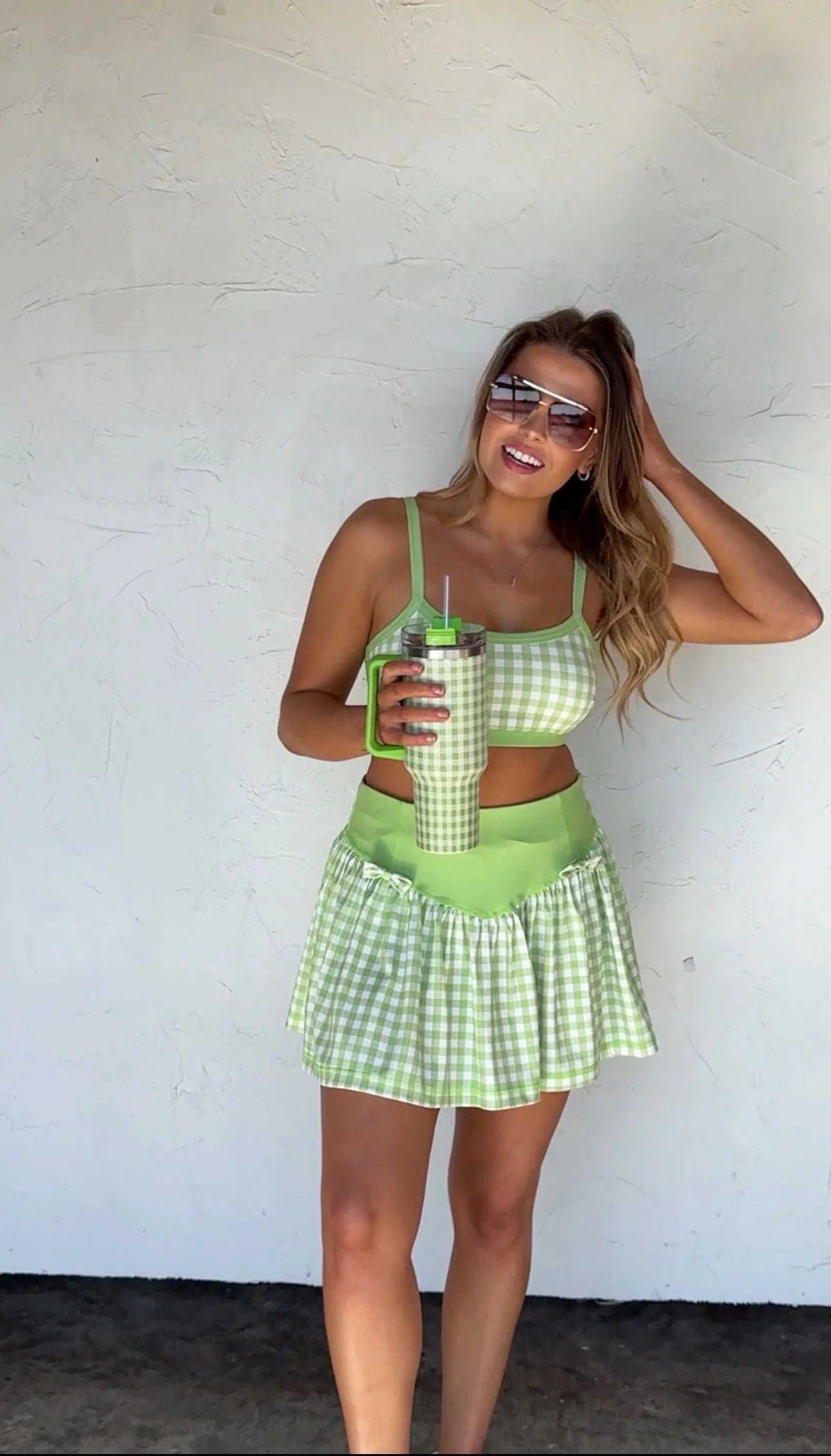 Green Gingham Everyday Motion Tennis Skort [[PRE-ORDER]]