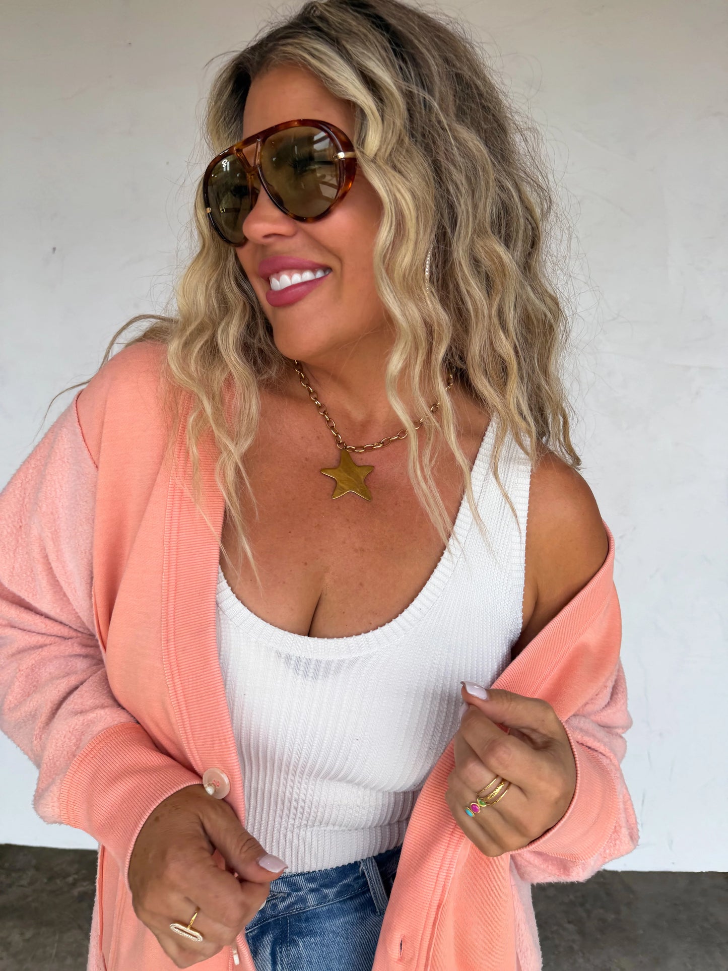 Sweatshirt Cardigan Peach