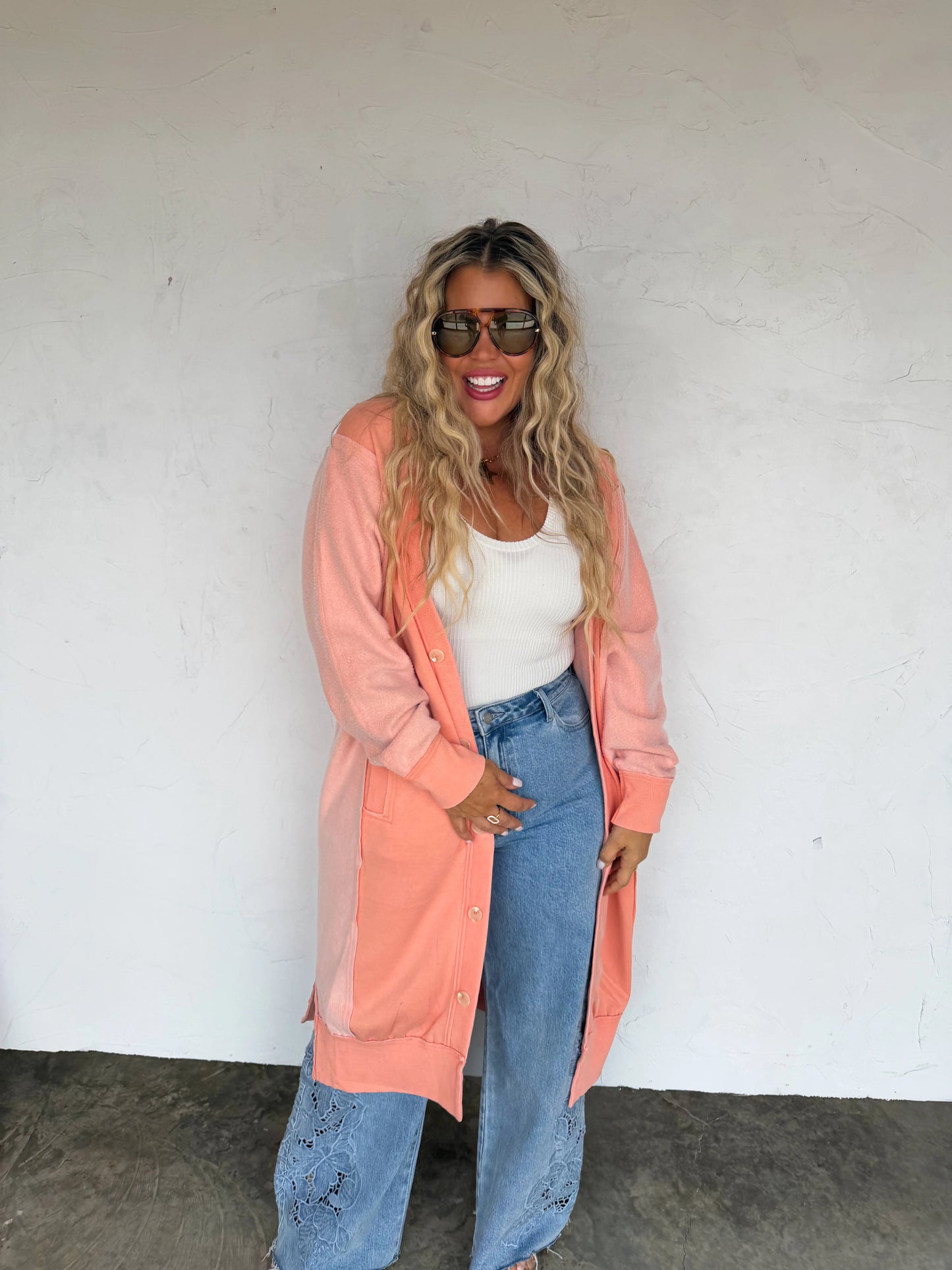 Sweatshirt Cardigan Peach