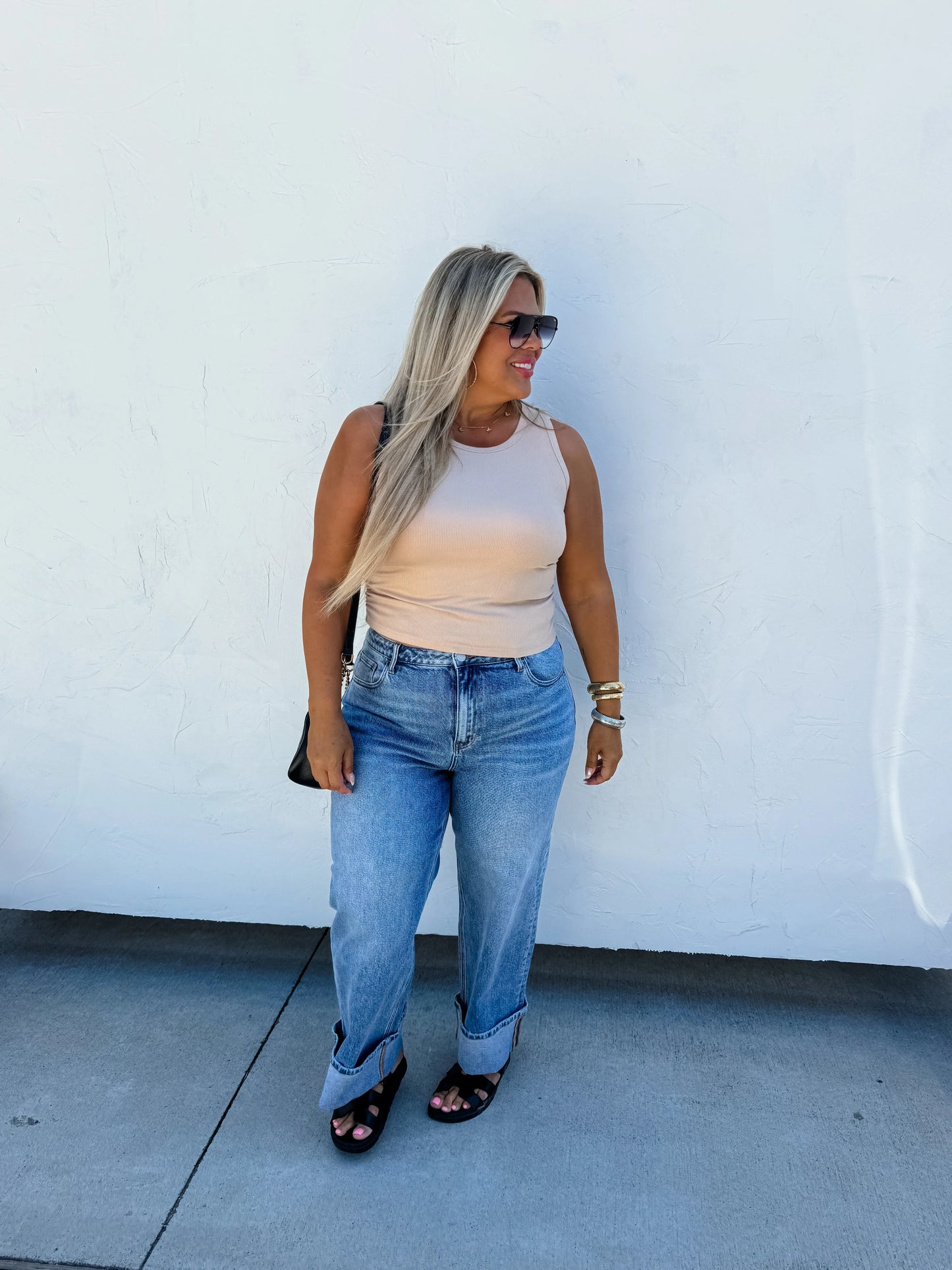 Tan Ribbed Tank