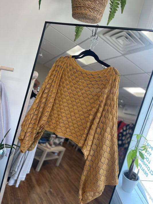 Free Spirit Mustard Bell Sleeve Top