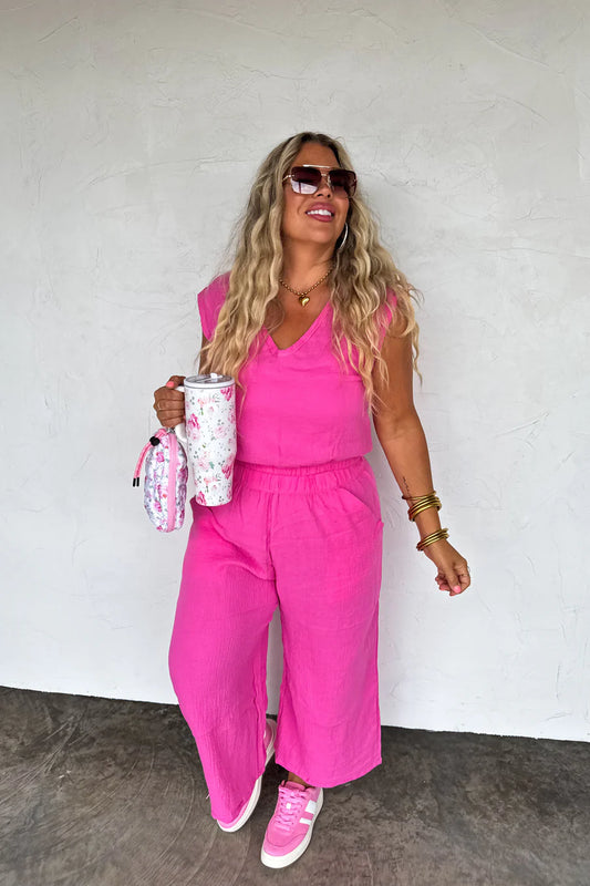Laura Crop Pant Set Pink [[PRE-ORDER]]
