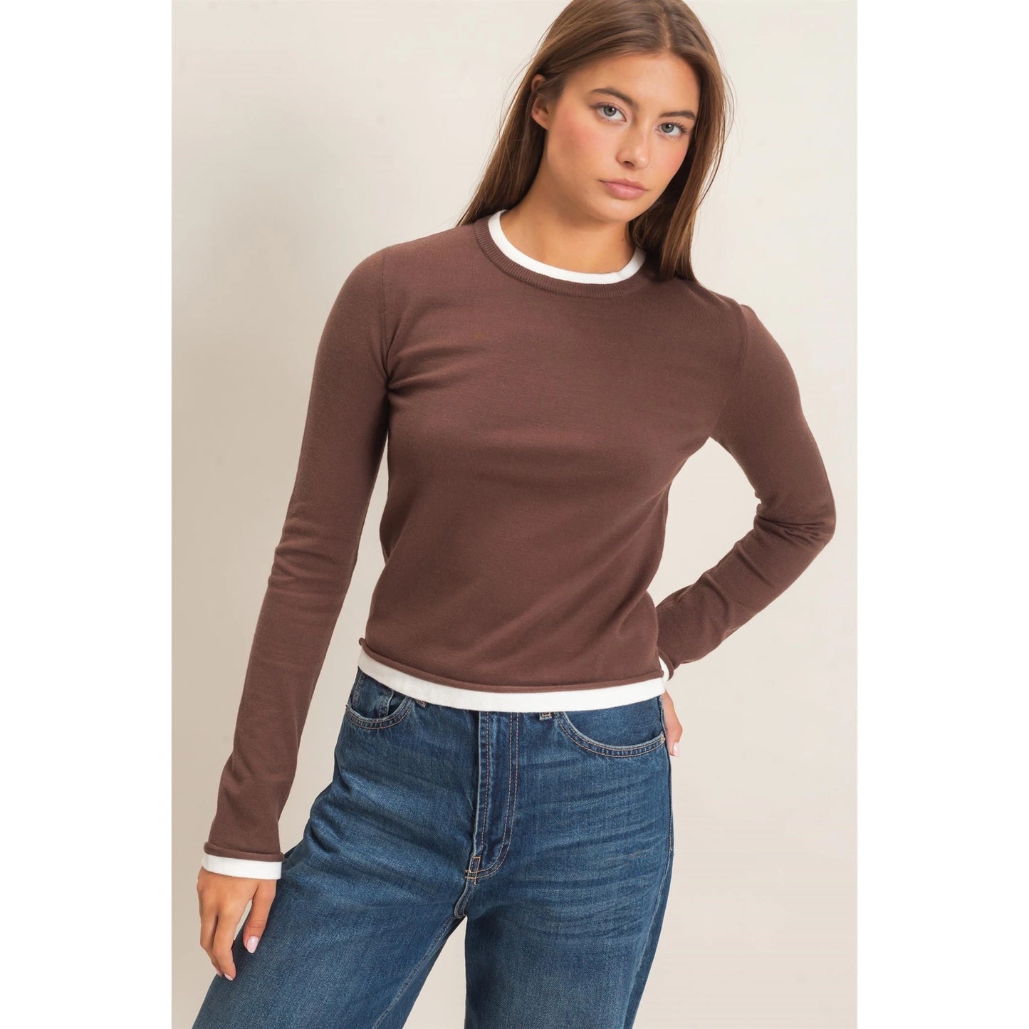 Brown Layered Long Sleeve