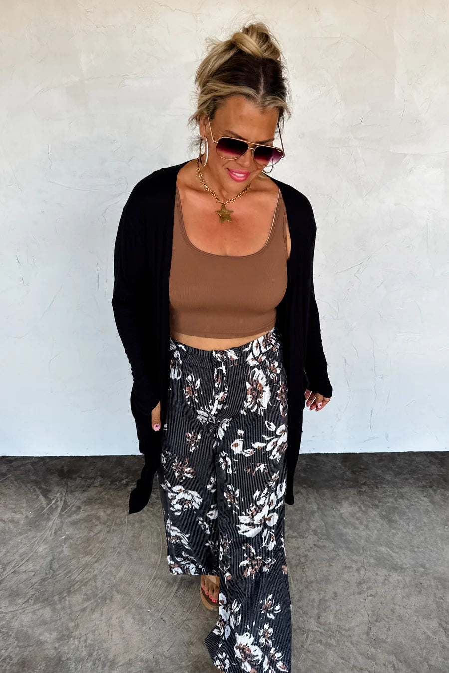 Black Haddie Floral Wide Leg Pants [[PRE-ORDER]]